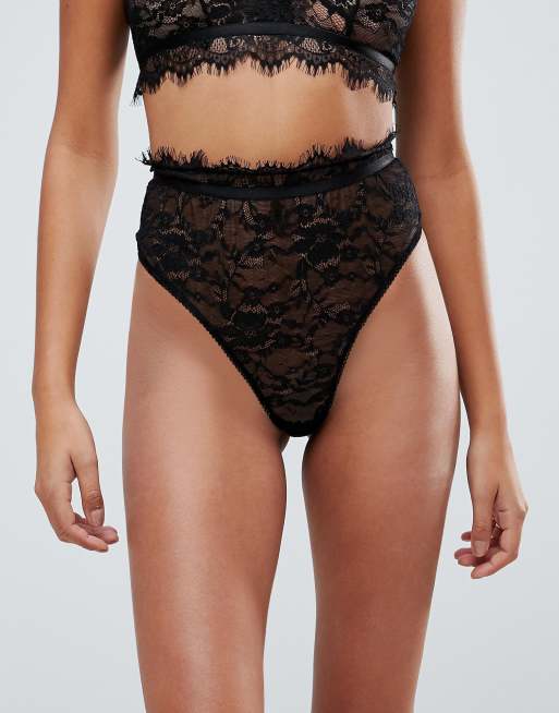 ASOS - String taille haute en dentelle à franges