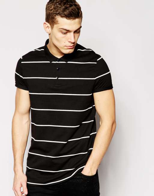 ASOS Stripe Longline Polo Shirt | ASOS