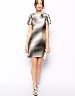 ASOS Structured Shift Dress In Stripe 
