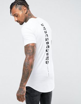 ASOS Super Longline Muscle T-Shirt With Curved Hem And Spine Print | ASOS