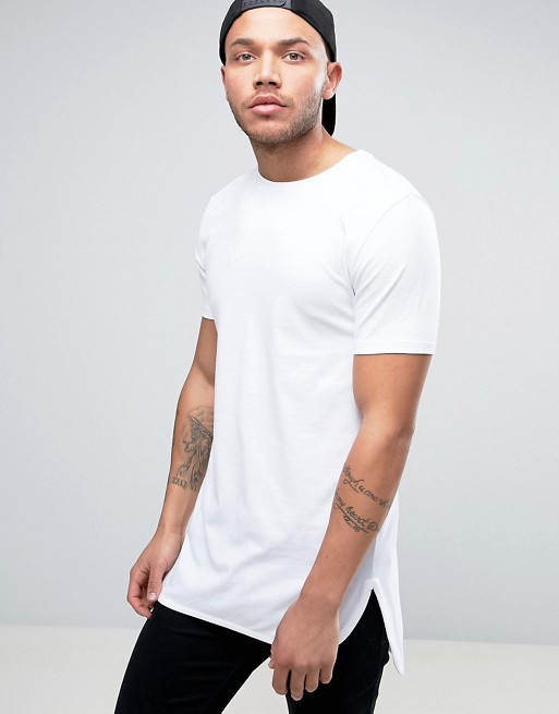 ASOS | ASOS Super Longline Muscle T-Shirt With Curved Step Hem In White
