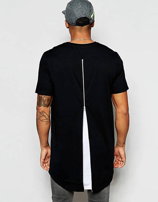 ASOS Super Longline T-Shirt With Contrast Pocket And Insert Back | ASOS