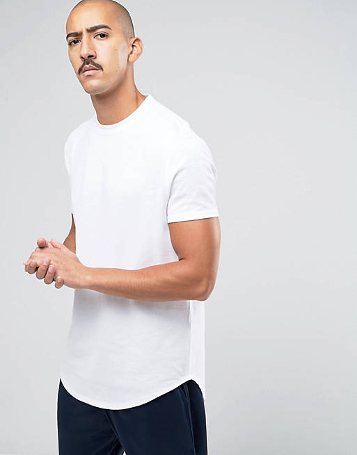 ASOS Super Longline T-Shirt With Curved Front And Back Hem In White ...