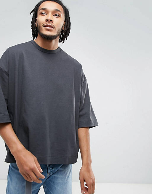 ASOS Super Oversized Boxy T-Shirt In Heavy Weight In Black | ASOS