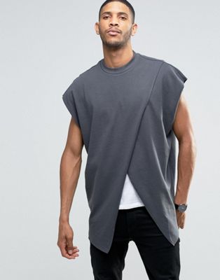 ASOS Super Oversized T-Shirt With Crossover Front In Heavy Jersey | ASOS