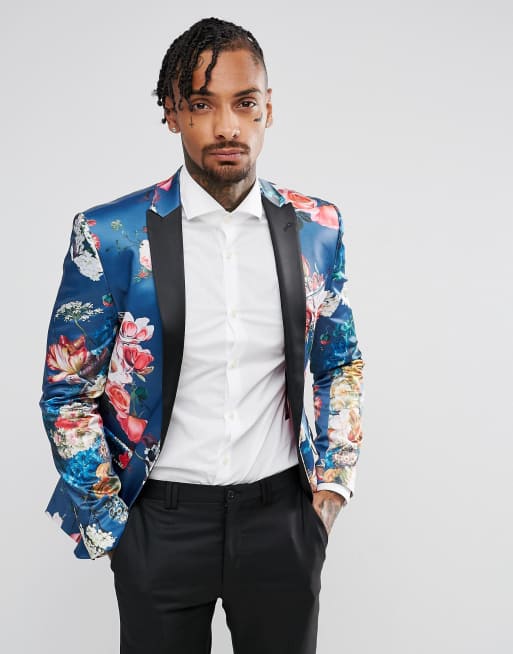 ASOS Super Skinny Blazer In Bold Floral Print ASOS