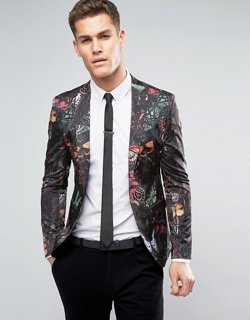 ASOS | ASOS Super Skinny Blazer With Butterfly Print