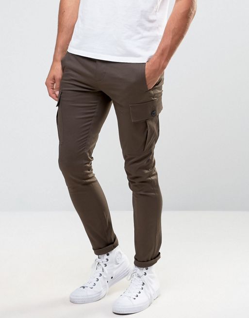 ASOS Super Skinny Cargo Trouser In Brown | ASOS