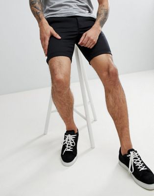 mens black skinny shorts