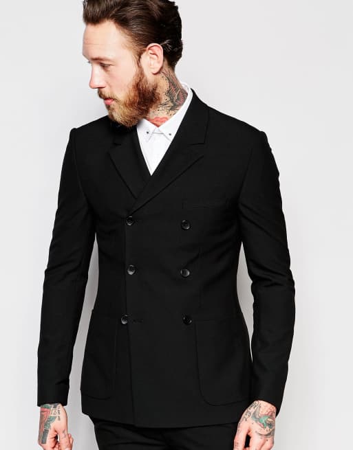 Black double 2025 breasted jacket