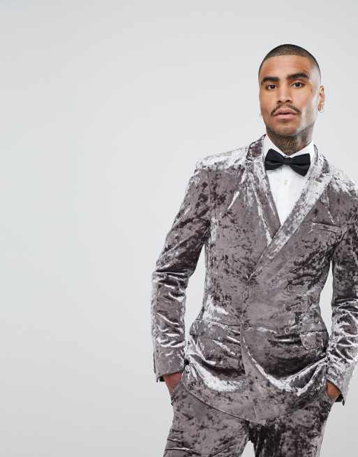 Silver velvet outlet suit