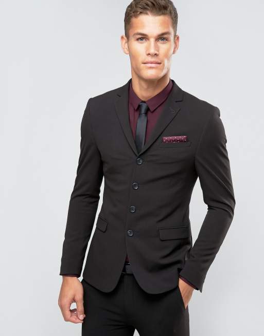 ASOS Super Skinny Four Button Suit Jacket in Black | ASOS