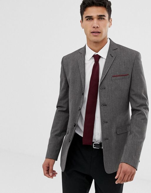 ASOS | ASOS Super Skinny Four Button Suit Jacket In Salt and Pepper