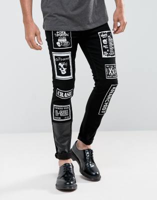 black skinny jeans with patches