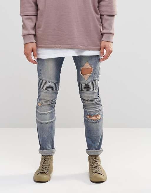 RIP AND REPAIR STACKED JEANS - BLACK WASH – The Couture Club