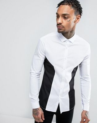 ASOS | ASOS Super Skinny Shirt With Cut And Sew Panels