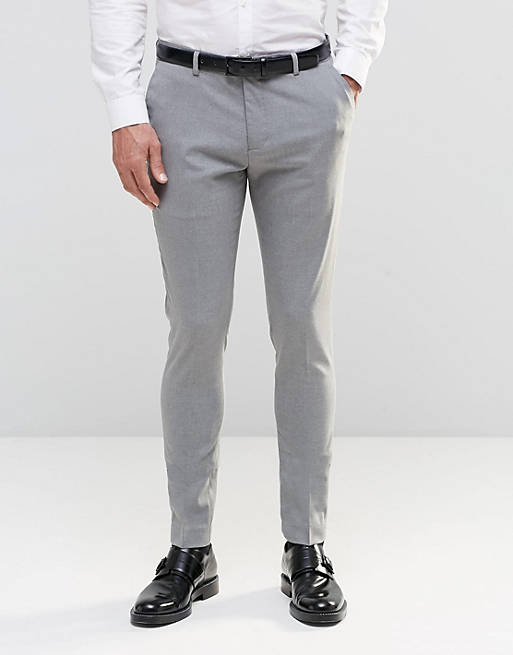 ASOS Super Skinny Smart Pants in Grey | ASOS