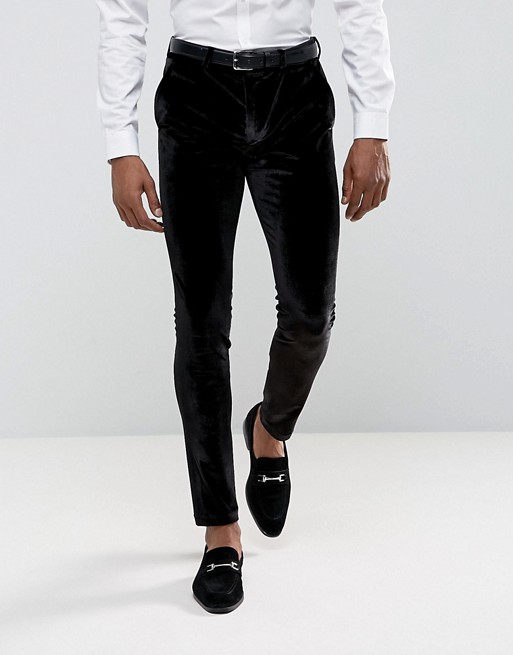 ASOS | ASOS Super Skinny Smart Trousers In Black Velvet