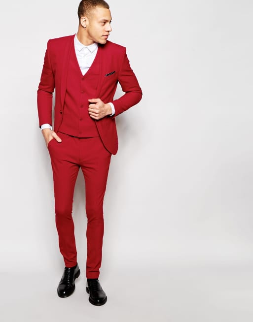 Red skinny suit clearance
