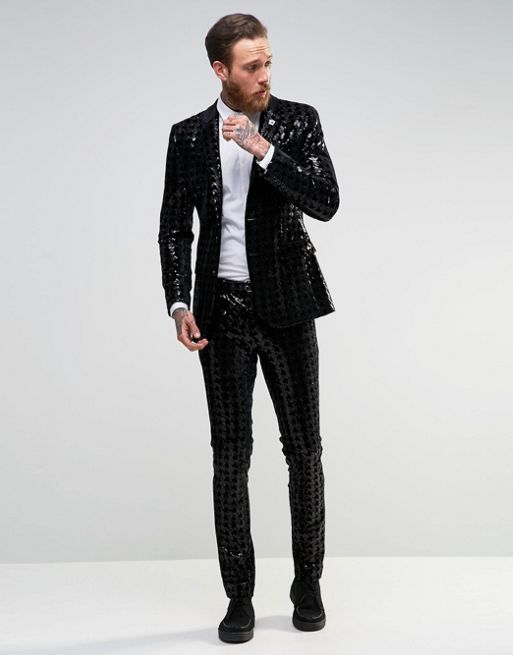 ASOS Super Skinny Suit Jacket In Sequin