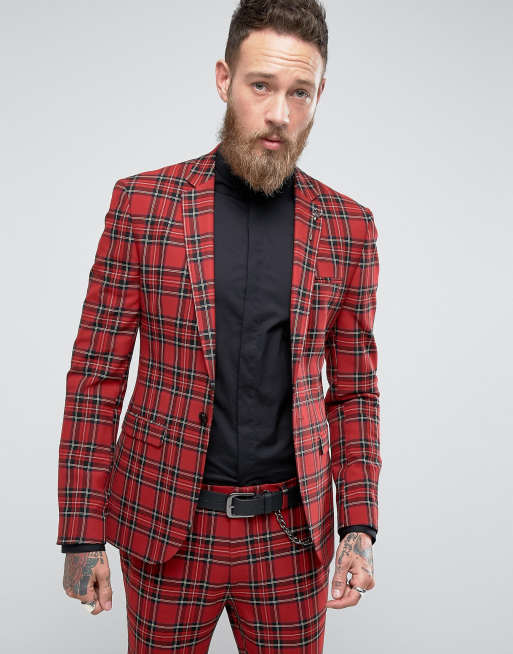 ASOS Super Skinny Suit Jacket In Tartan | ASOS