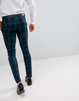 plaid skinny fit pants