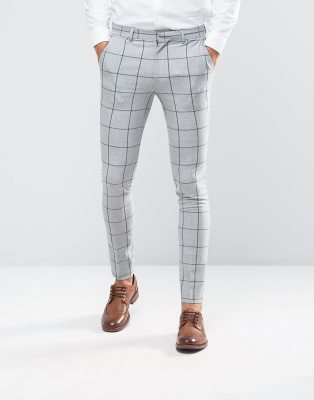 super skinny check trousers