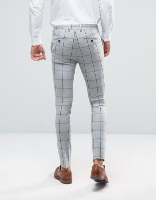 super skinny check trousers