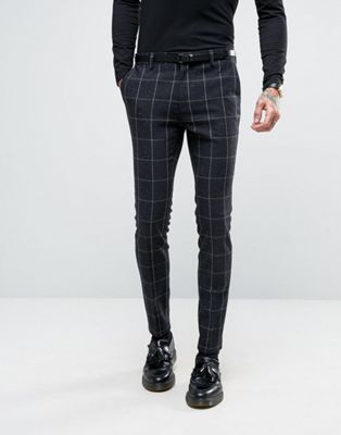 ASOS Super Skinny Suit Pants in Navy Check With Nep | ASOS