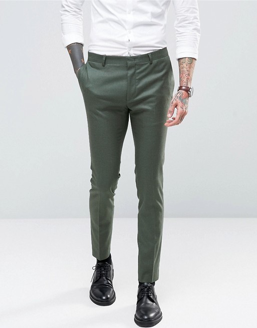 ASOS Super Skinny Suit Trousers In Khaki