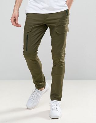 ASOS | ASOS Super Skinny Trousers With Zip Cargo Pockets In Khaki