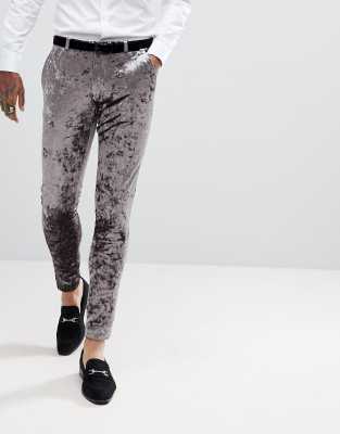 grey velvet pants