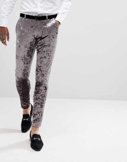 Skinny Fit Crushed Velvet Pants