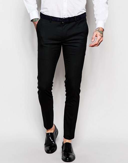 ASOS | ASOS Super Skinny Tuxedo Suit Trousers With Satin Stripe