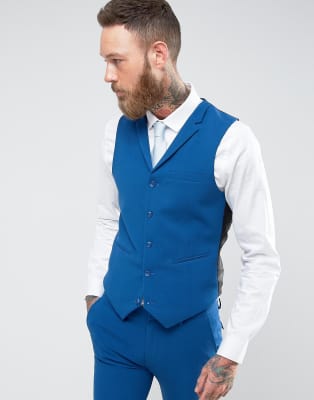 ASOS Super Skinny Waistcoat In Blue
