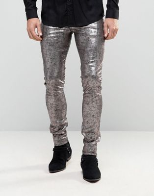 ASOS - Superskinny jeans met zilverkleurig gecraqueleerd effect