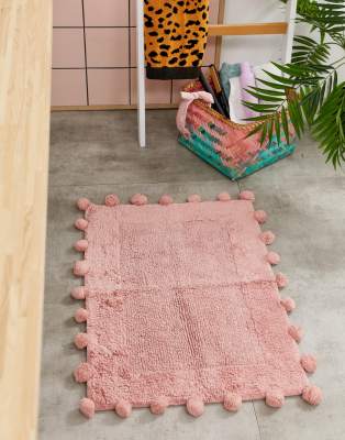 Asos Supply Pom Pom Bath Mat In Pink Asos