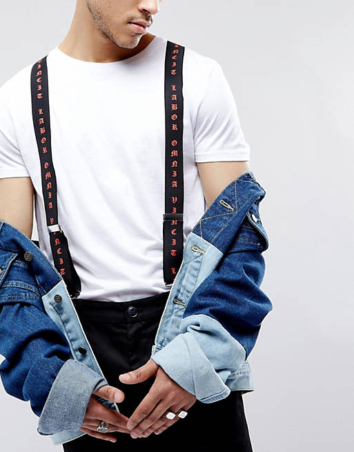ASOS Suspenders In Black With Text Print