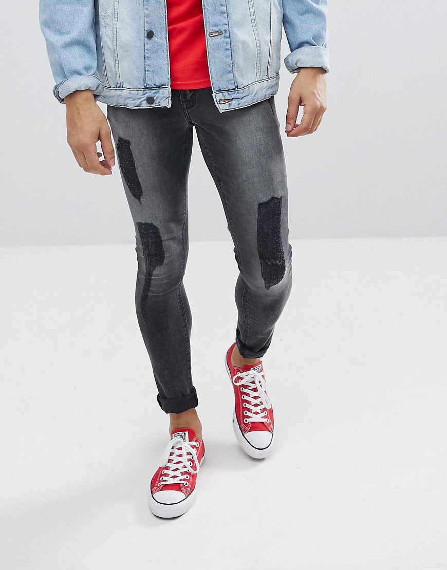 ASOS Svarta extreme superskinny jeans med revor