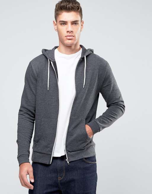 ASOS - sweat à capuche avec fermeture éclair - Anthracite