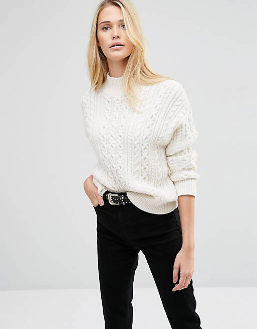ASOS Sweater With Cable Stitch And High Neck
