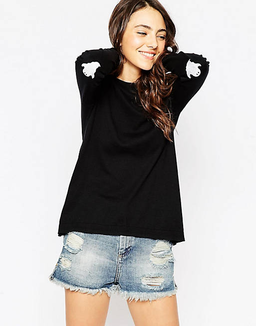 ASOS Sweater With Halloween Ghost Elbow Patch