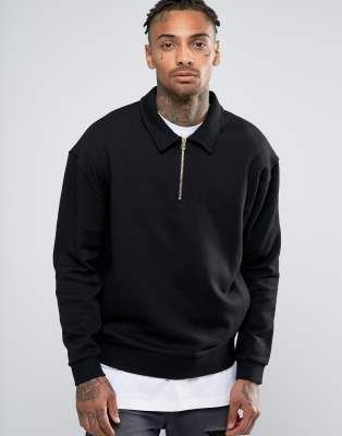 ASOS – Sweatshirt mit halbem Reißverschluss und Kragen ASOS – Sweatshirt mit halbem Reißverschluss und Kragen
