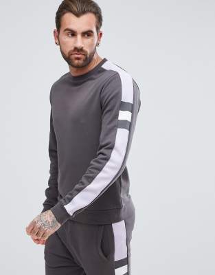 ASOS Sweatshirt With Cut & Sew Ribbed Panel