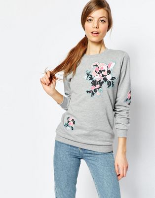 embroidered flower sweatshirt