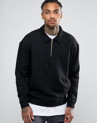 ASOS Sweatshirt With Half Zip And Collar | ASOS