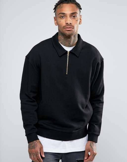 ASOS Sweatshirt With Half Zip And Collar ASOS