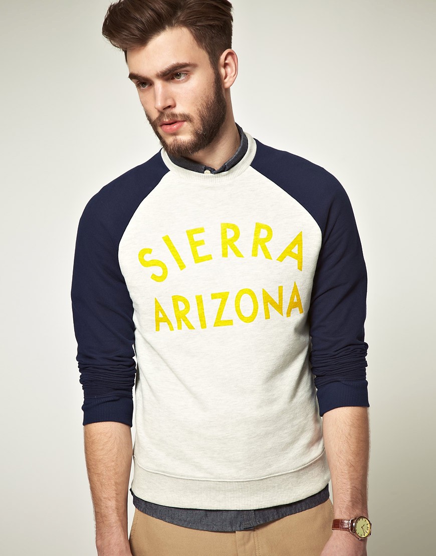 ASOS Sweatshirt With Raglan Sleeves And Print-Grey