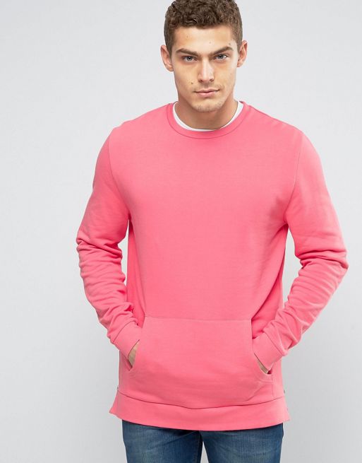 ASOS Sweatshirt With Side Zips In Pink | ASOS