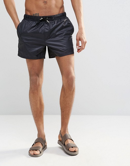 ASOS | ASOS Swim Shorts In Black Wet Look Fabric In Short Length